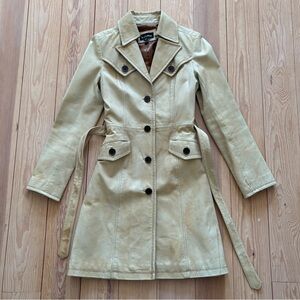 Vintage Le Chateau 70s Style Leather Trench Coat